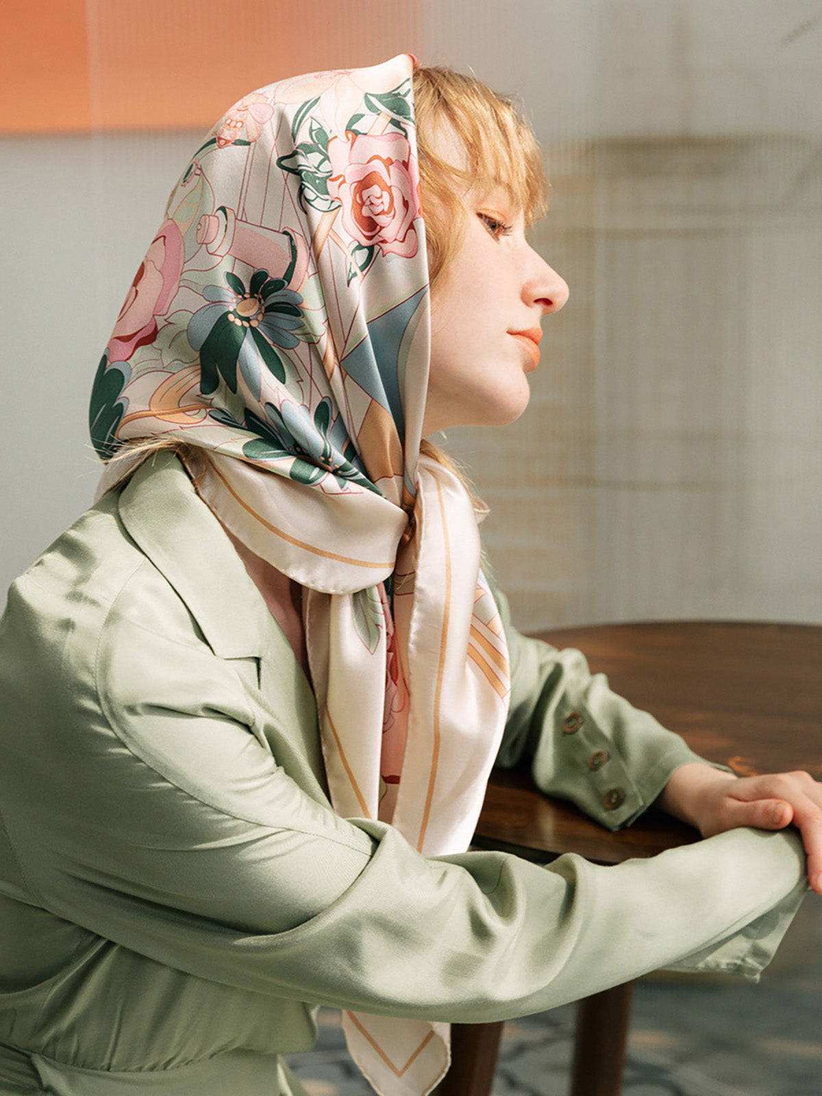 Designer silk head scarf hotsell